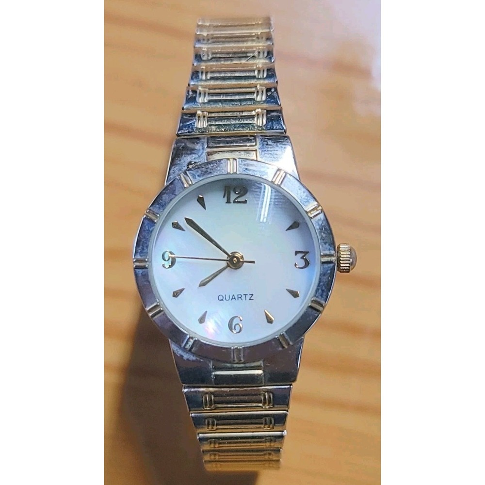 M.J. Berger Women's Silver Tone Mother of Pearl Dial Watch Dead Battery